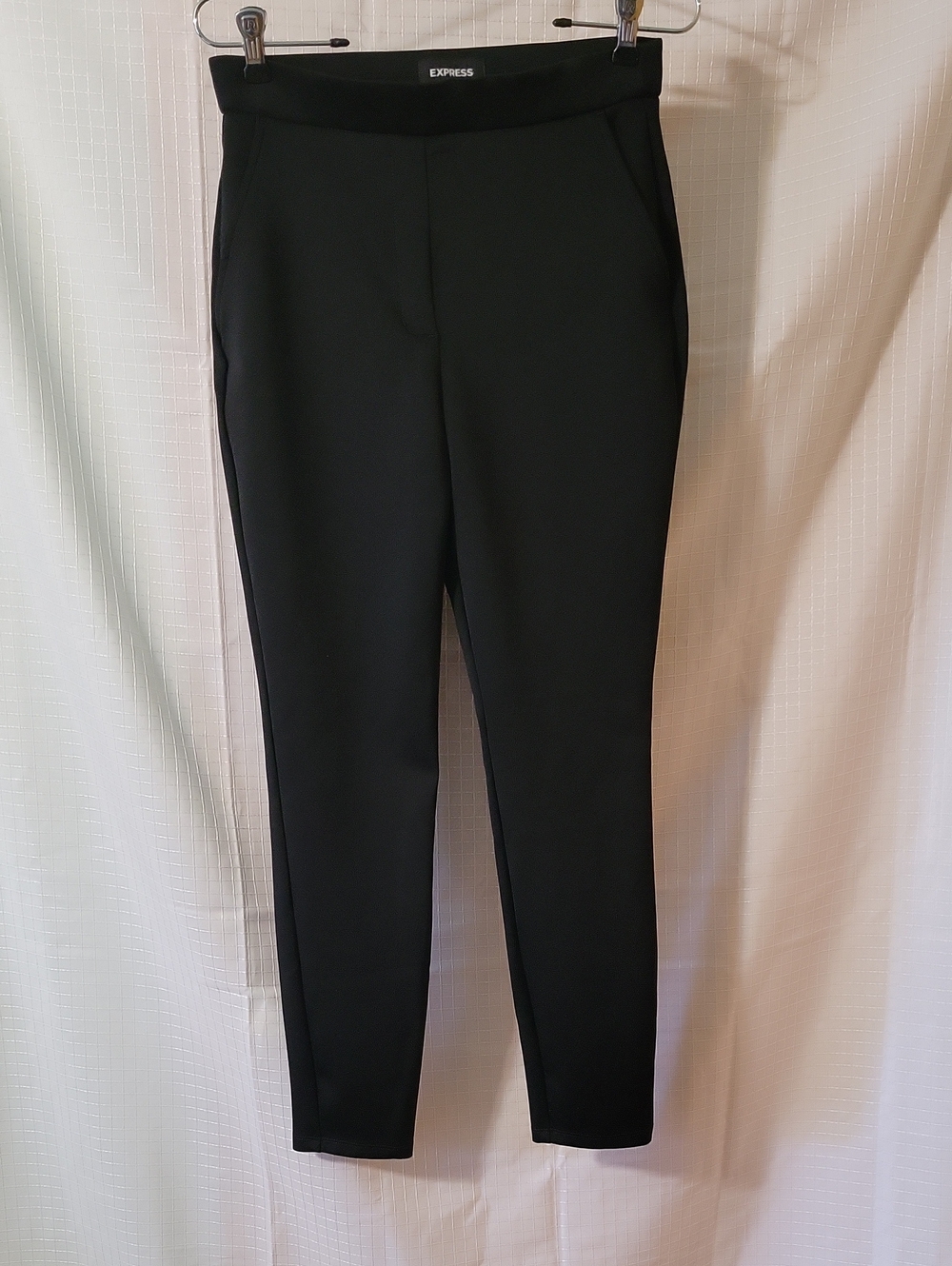 Express Black Satin Sheen Skinny Ponte Pull-On Pants, Size S